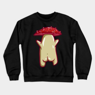 Mushroom Cartoon Mushie Character Back Crewneck Sweatshirt